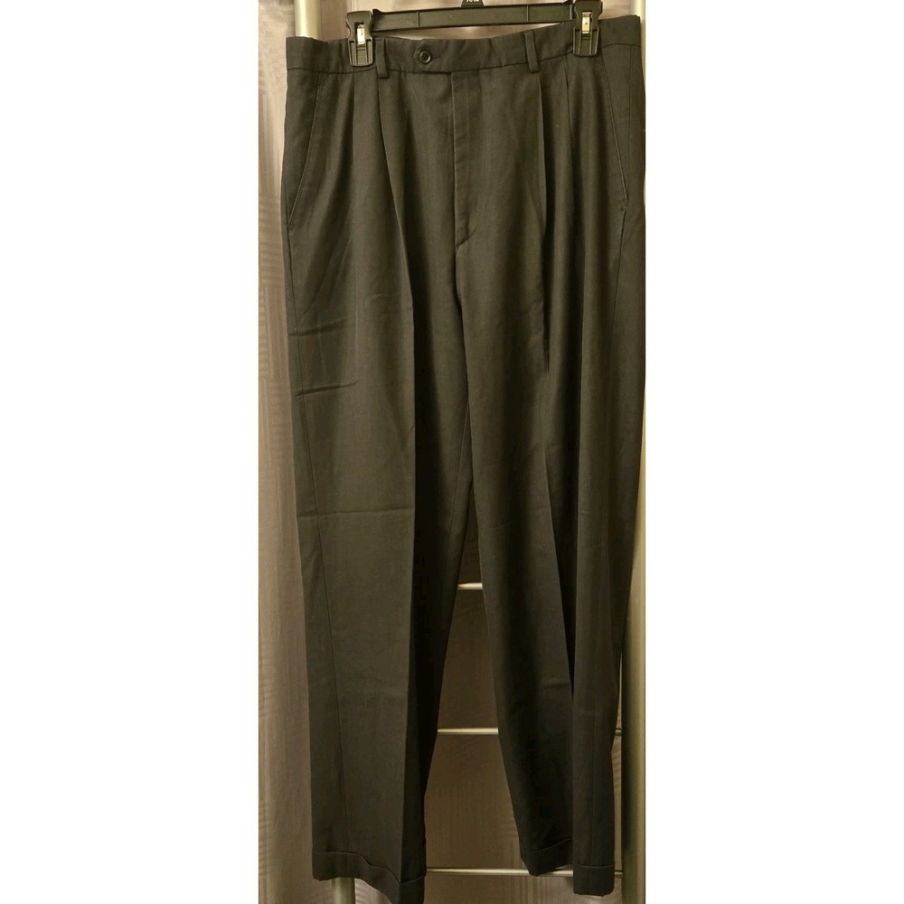 Cosani Mens Dress Pants 32x30 Charcoal Gray Pleated Cuffed Trousers